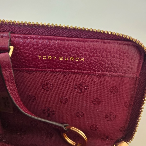 Tory Burch Deep Red Leather Wallet with Gold Accent - Picture 11 of 11